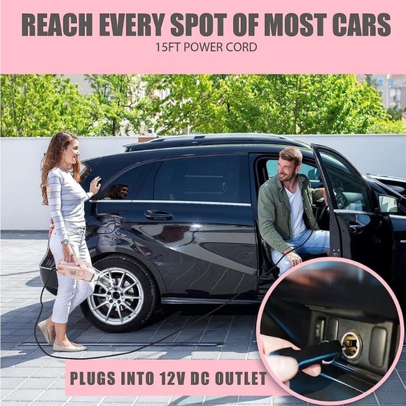 VARSK 4-in-1 Car Vacuum Cleaner /Portable Tire Inflator PINK 🌸 - Picture 12 of 14